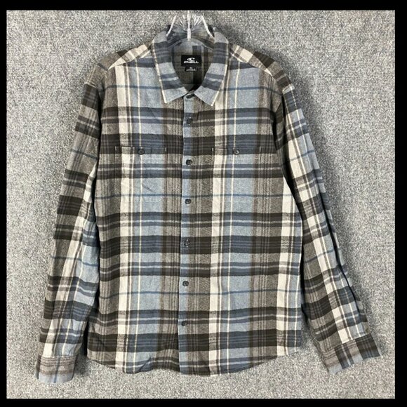 O'Neill Flannel Shirt Men's Medium Standard Fit Plaid 100% Cotton Adults M - Picture 1 of 9